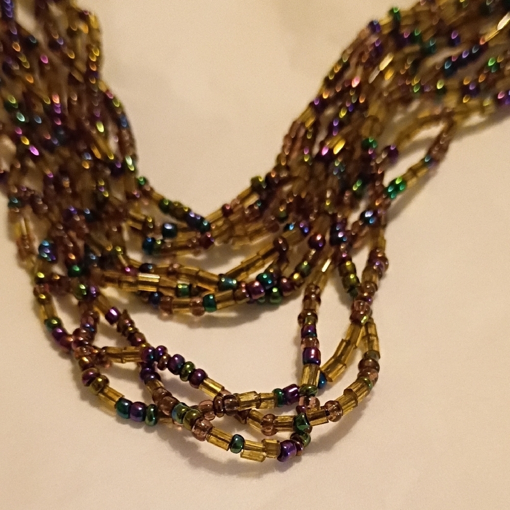 Elegant Multicolor Metallic Tone Beaded Belt Sm/Med